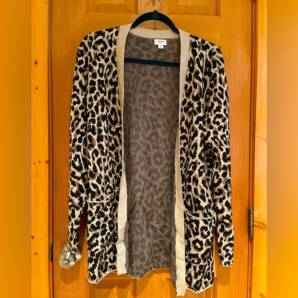 J Crew Cheetah Print 100% Cotton Cardigan